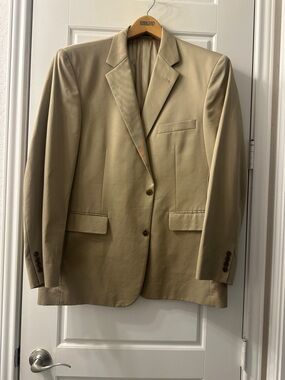 Lands' End Khaki Cotton Two-Button Blazer